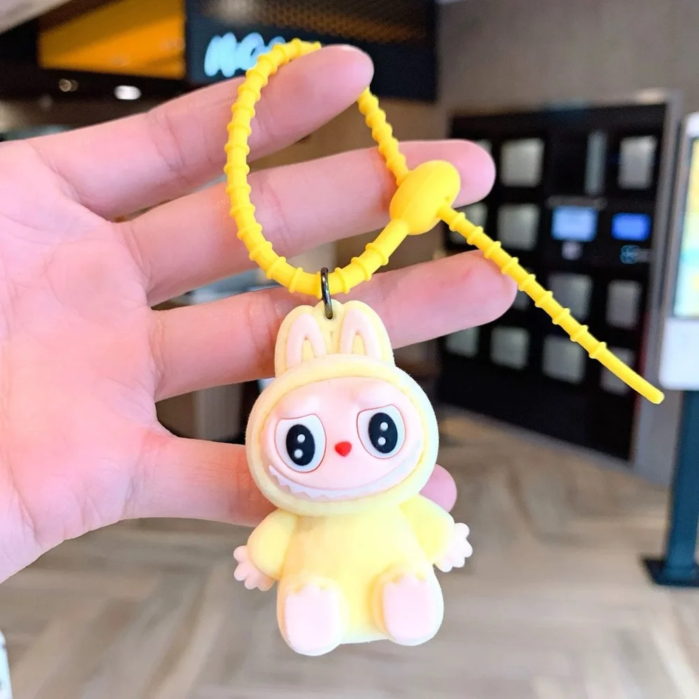 Large Fuzzy Cute Labubu Lafufu Bunny Keychain. Charm for Backpack, Bags, Gift